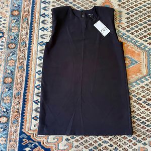Zara Padded Shoulder Muscle Tee Black Shift Mini Dress